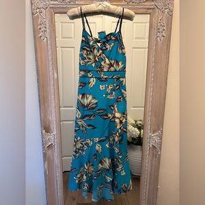 Teal Floral Print Spaghetti Strap Maxi Spring - Sundress